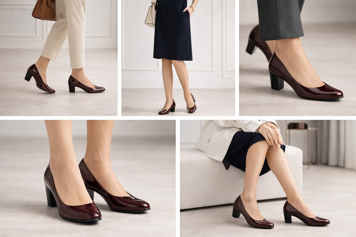 LaVida Cherry Block Heel Office Pumps