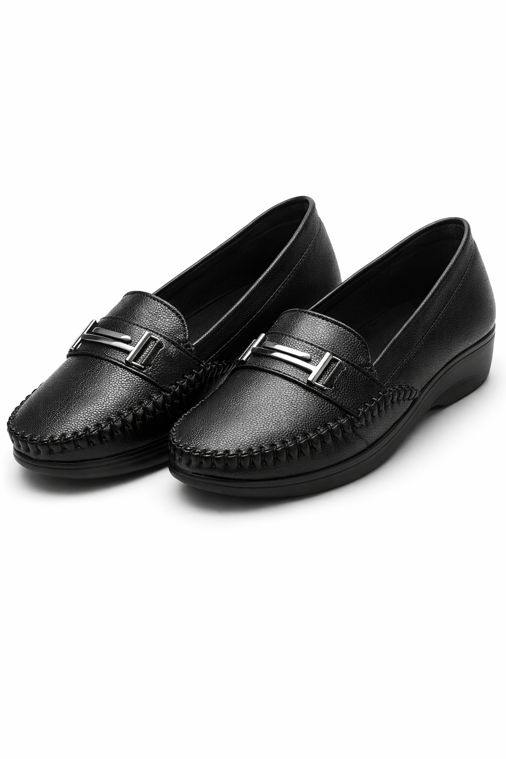 LaVida Black Horsebit Slip-On Formal Loafers for Women – Comfortable Low Heel Office Shoes