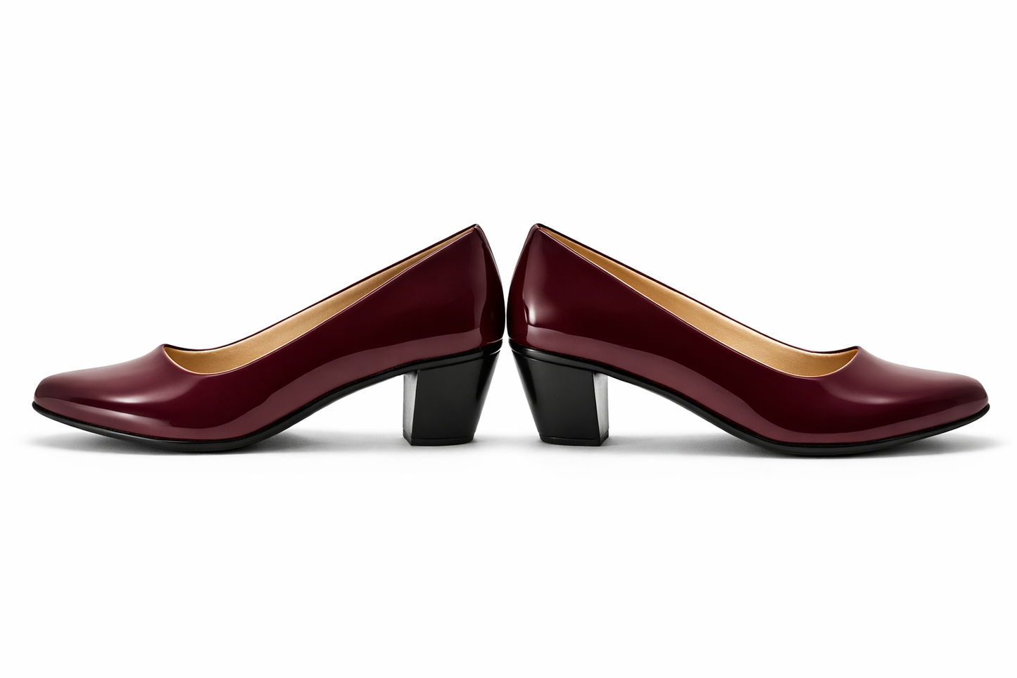 LaVida women’s round toe cherry red block heel pump with comfortable 2 inch heel for office and formal wear