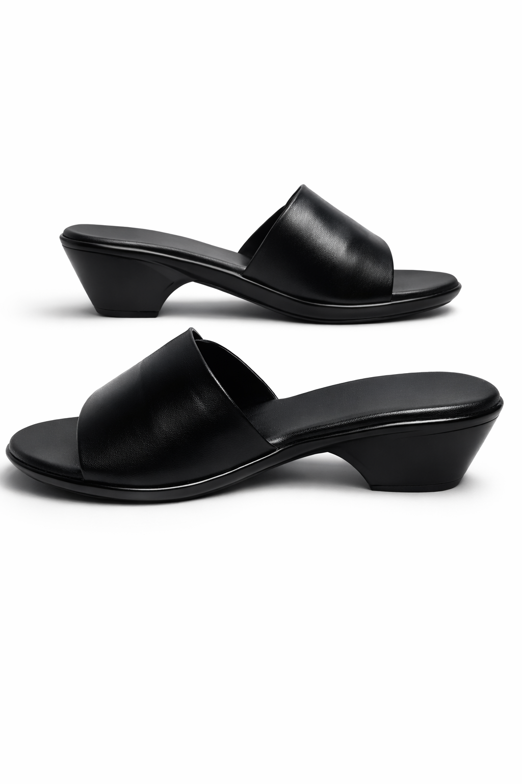 Black Block Heel Office Mules