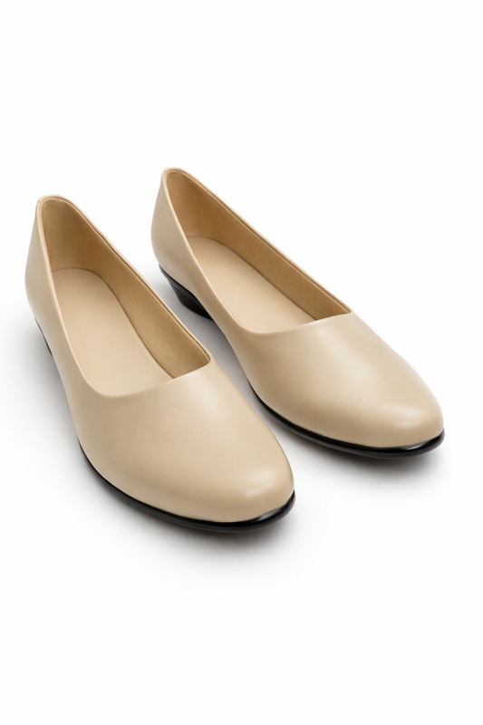 LaVida Cream Office Block Heel Pumps
