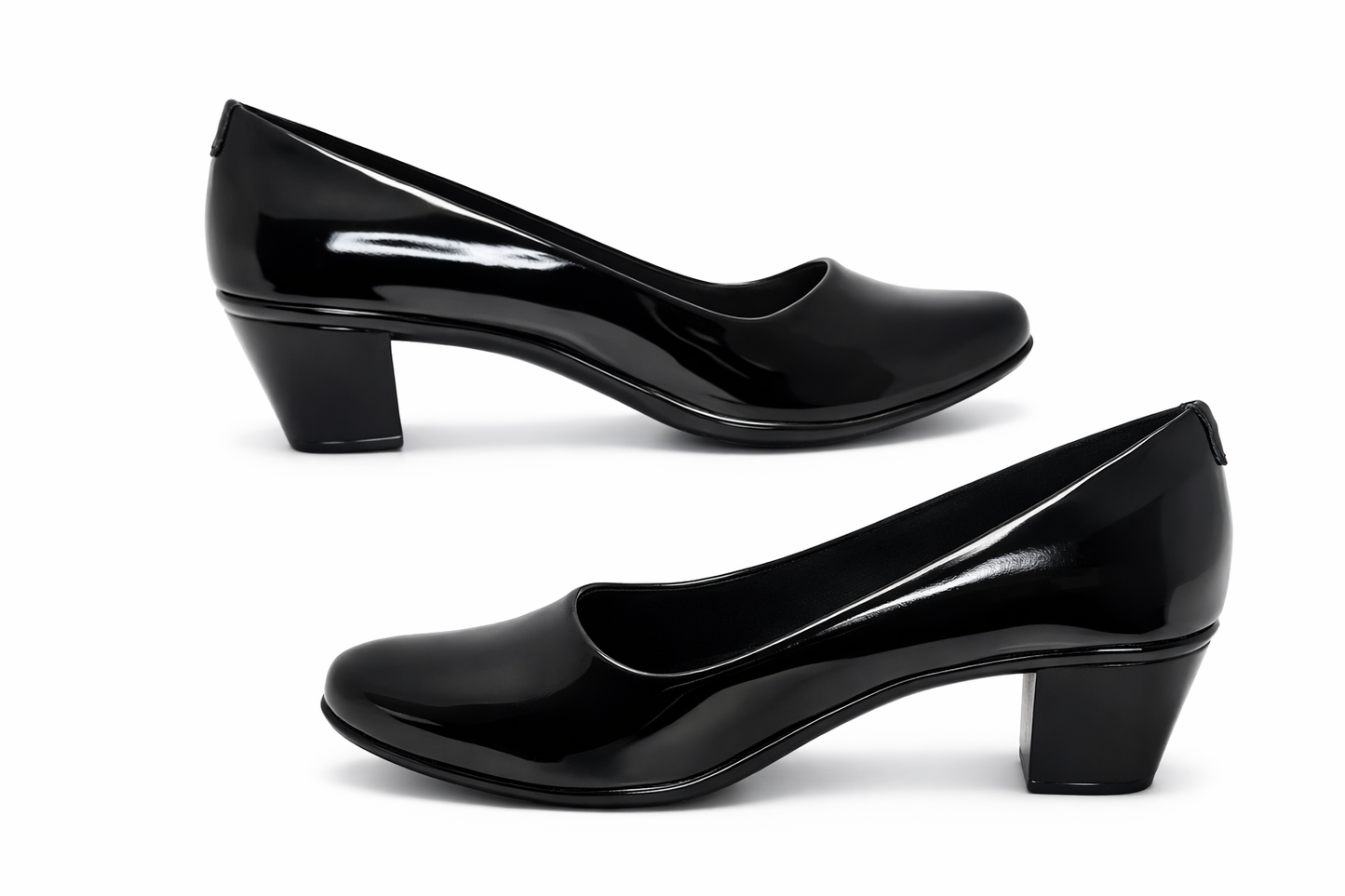 LaVida Black Block Heel Office Pumps