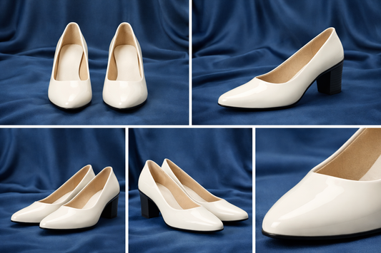 LaVida White Block Heel Office Pumps