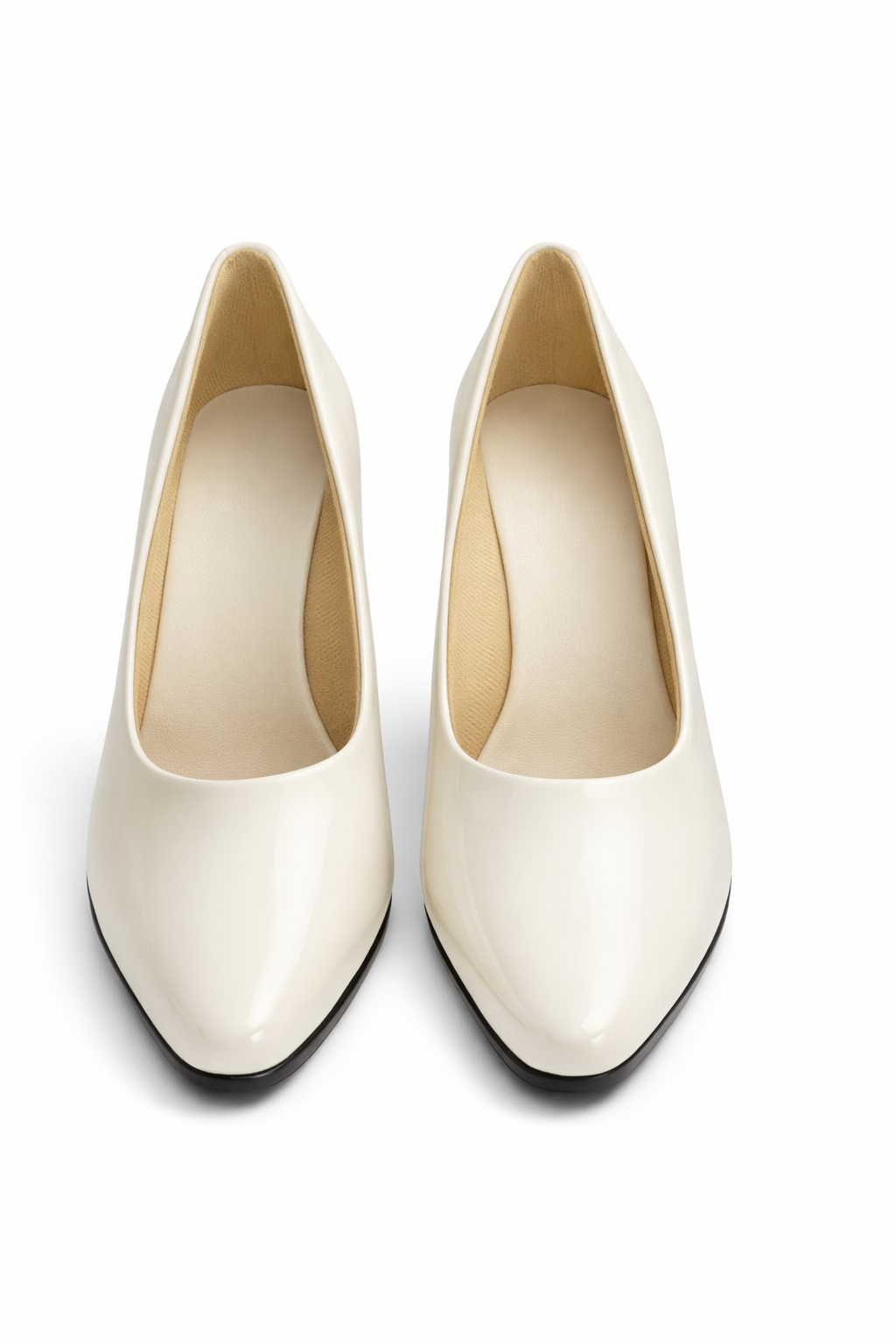 LaVida White Block Heel Office Pumps