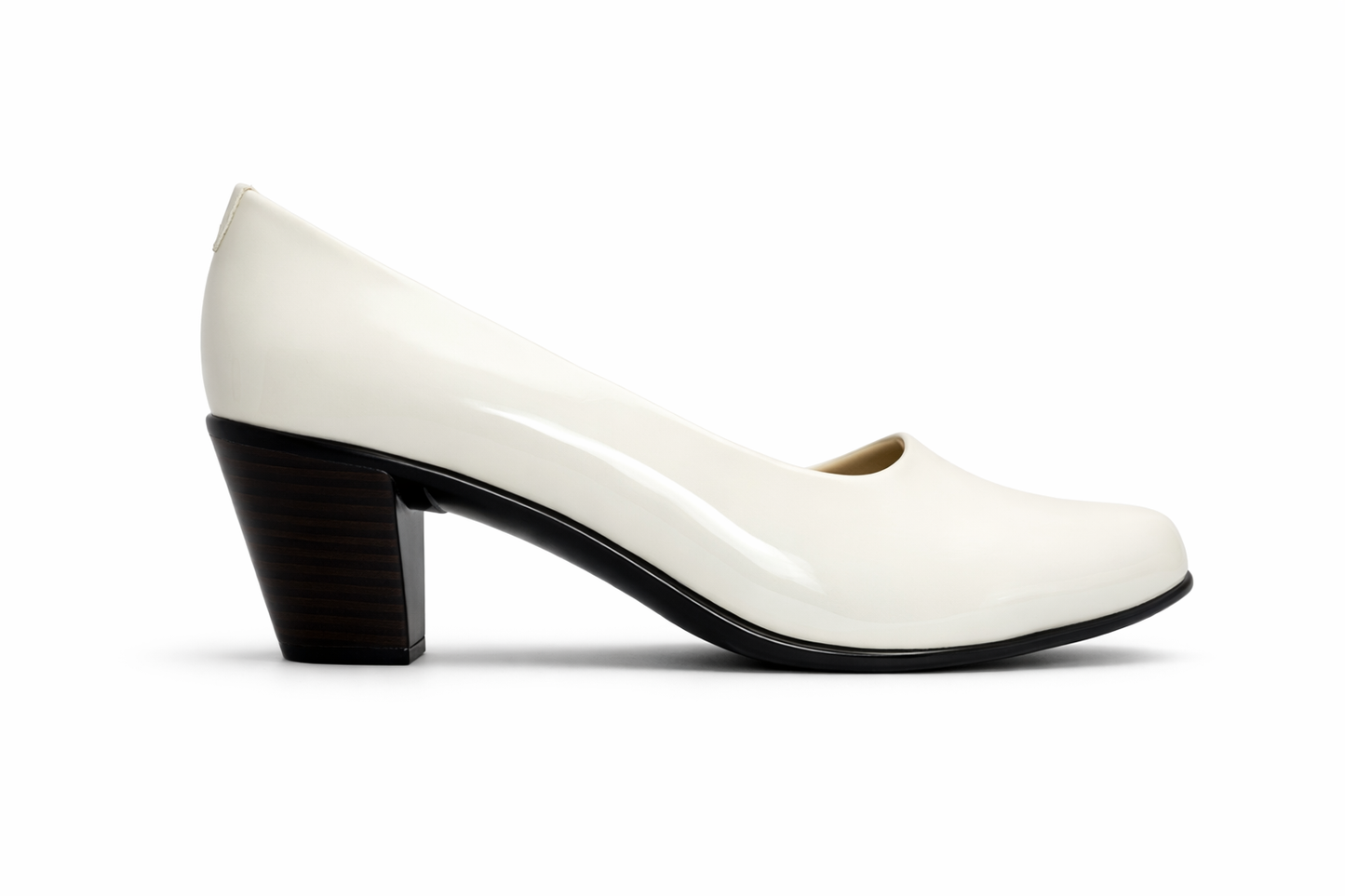 LaVida White Block Heel Office Pumps