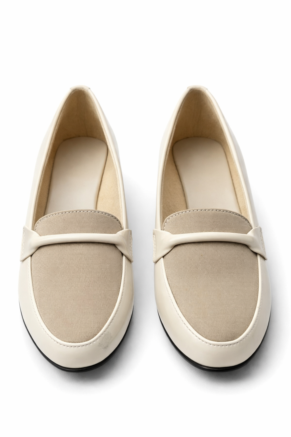 LaVida Beige 2 Inch Wedge Heel Loafers for Women – Closed Toe Office Wear Slip-On Shoes with Cushioned Insole
