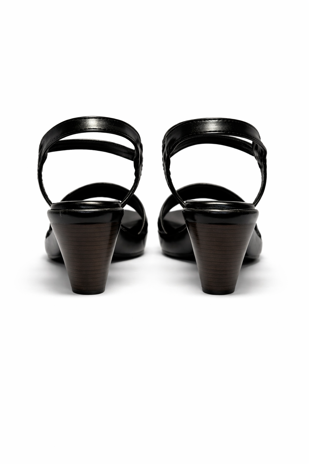 LaVida black open toe 2 inch block heel sandals with ankle strap for women