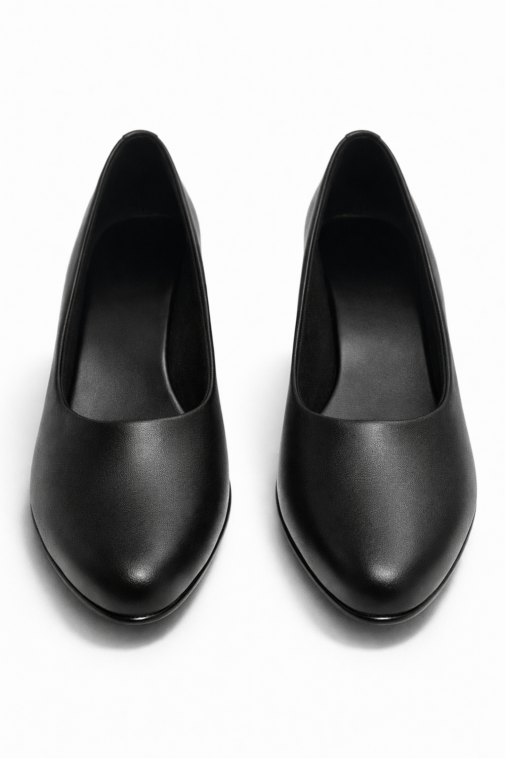 LaVida black block heel pumps for women with 2 inch heel, closed toe formal office shoes