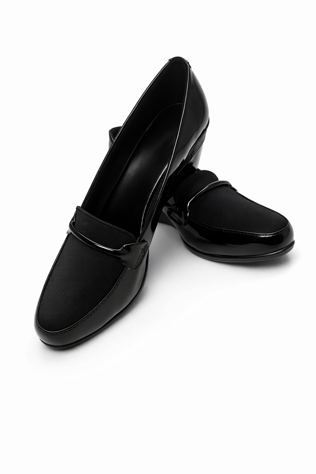 LaVida Black Block Heel Slip-On Loafers for Women – Office and Casual Comfortable Shoes