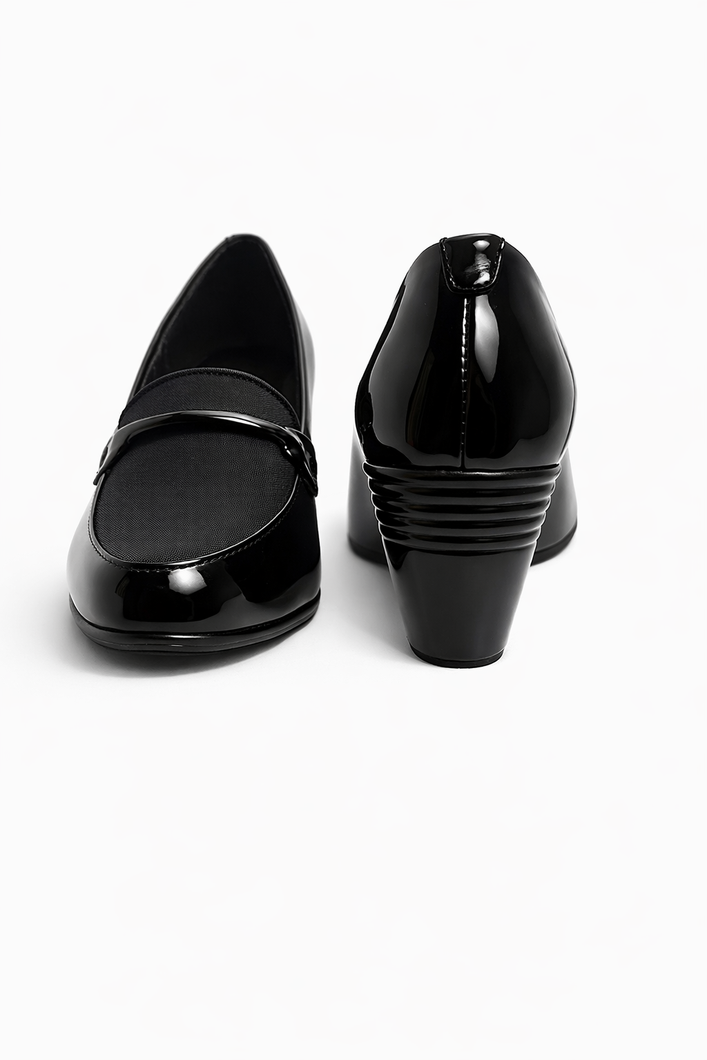 LaVida Black Block Heel Slip-On Loafers for Women – Office and Casual Comfortable Shoes