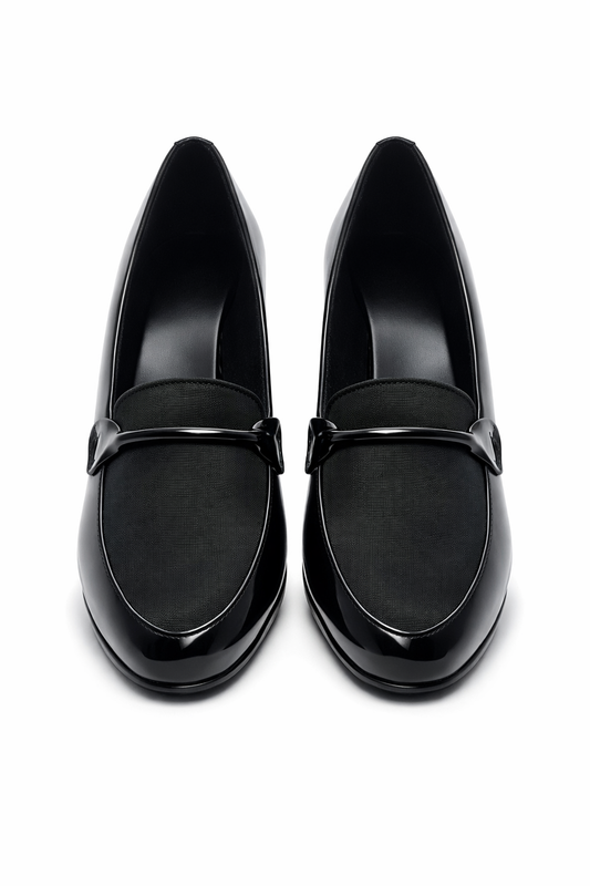 LaVida Black Block Heel Slip-On Loafers for Women – Office and Casual Comfortable Shoes