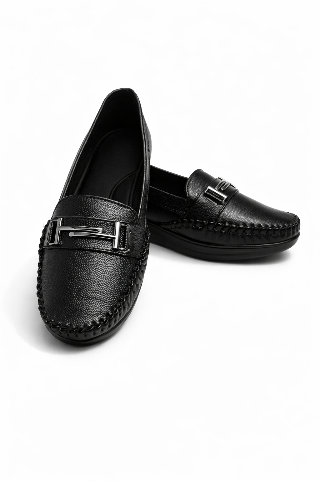 LaVida Black Horsebit Slip-On Formal Loafers for Women – Comfortable Low Heel Office Shoes