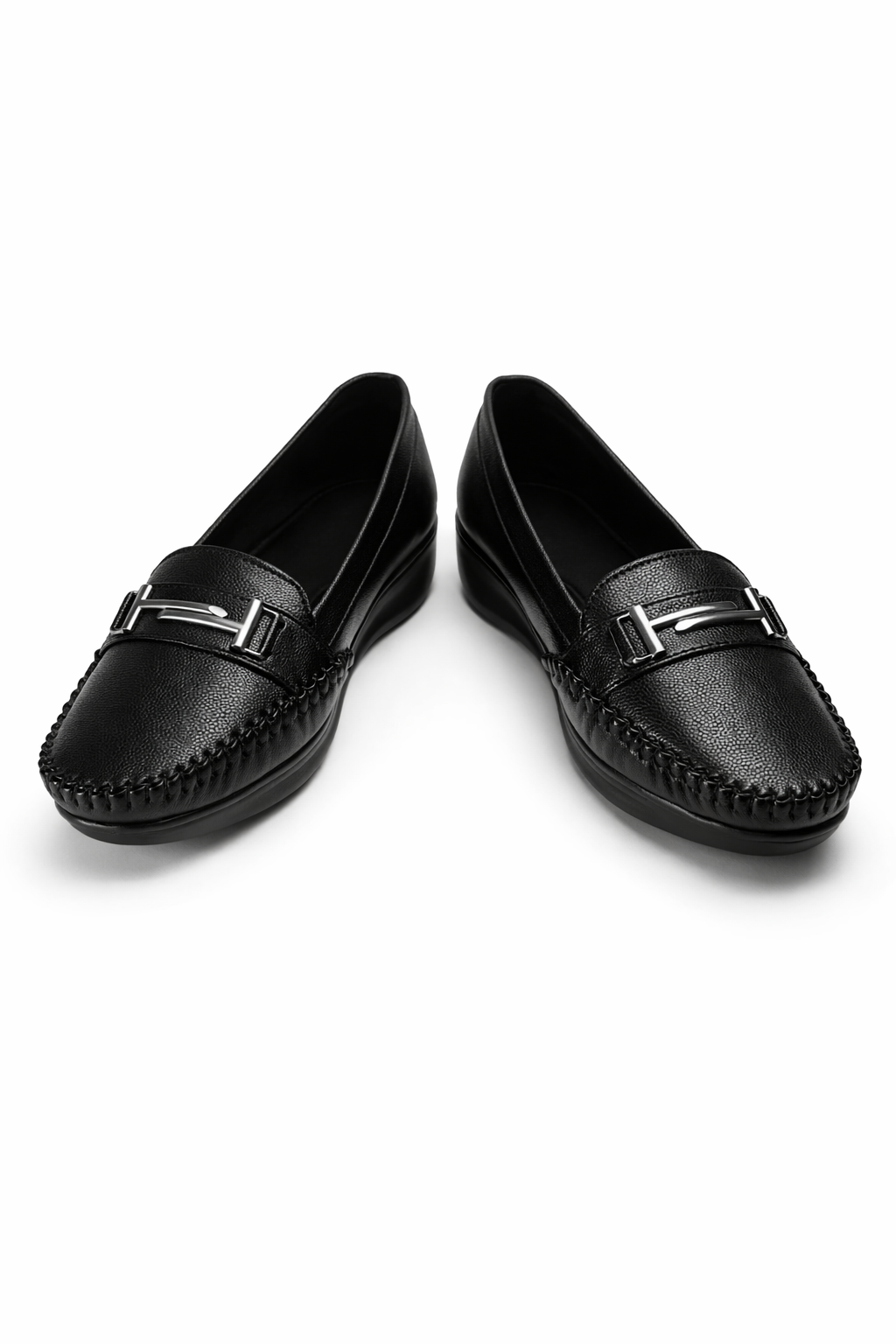 LaVida Black Horsebit Slip-On Formal Loafers for Women – Comfortable Low Heel Office Shoes