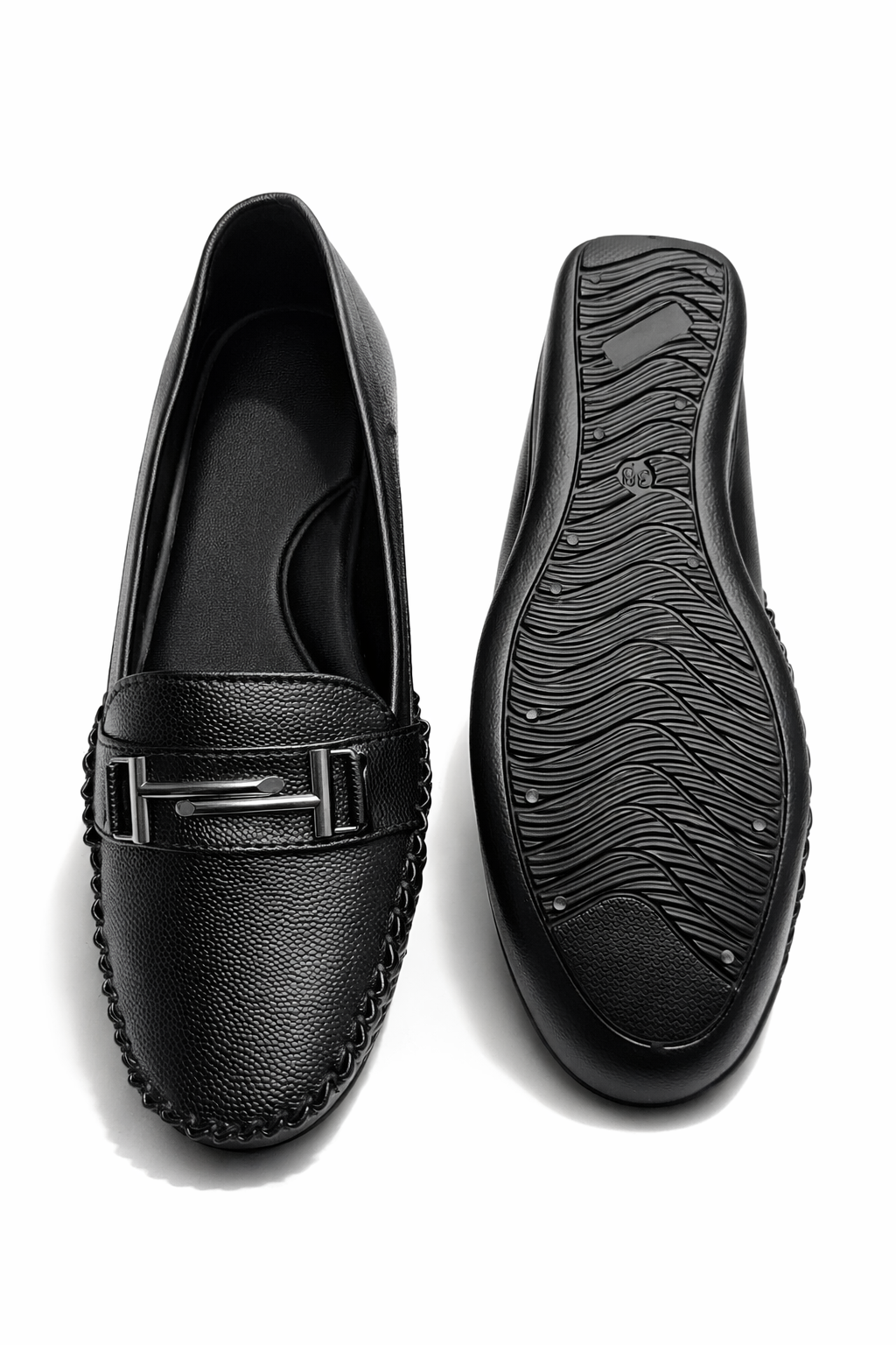 LaVida Black Horsebit Slip-On Formal Loafers for Women – Comfortable Low Heel Office Shoes
