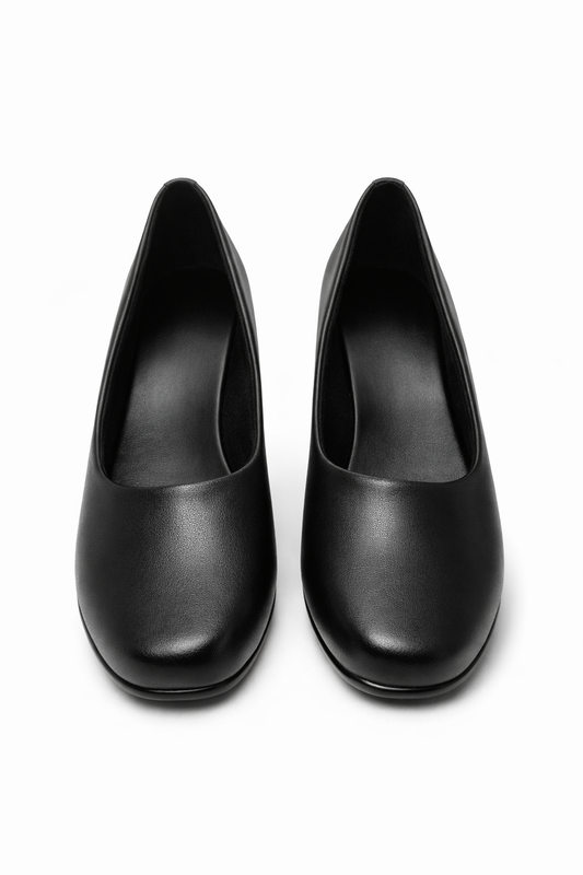 LaVida Black Wedge Heel Round Toe Formal Pumps for Women – Comfortable Office Wear Slip-On Shoes