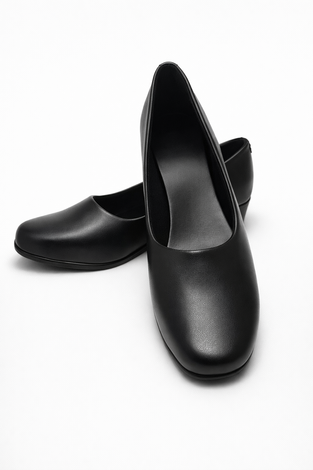 LaVida Black Wedge Heel Round Toe Formal Pumps for Women – Comfortable Office Wear Slip-On Shoes
