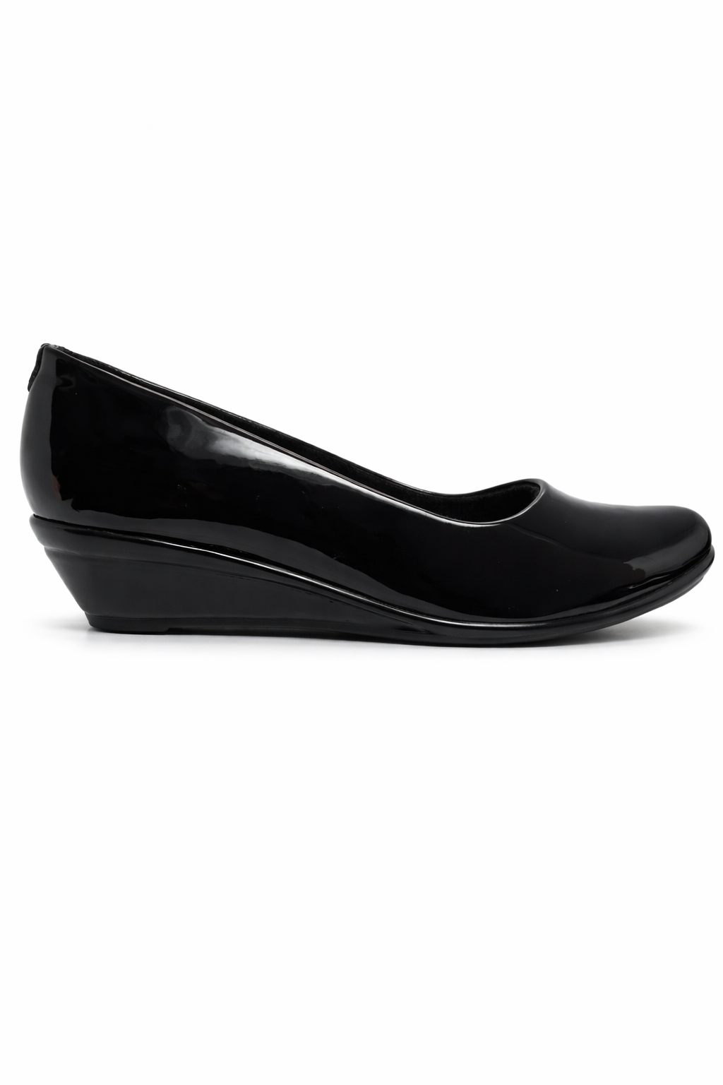 LaVida Black Wedge Heel Round Toe Formal Pumps for Women – Comfortable Office Wear Slip-On Shoes