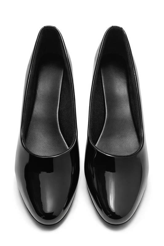 LaVida Black Wedge Heel Round Toe Office Wear Shoes for Women with comfortable cushioned insole and low wedge heel for all-day work comfort