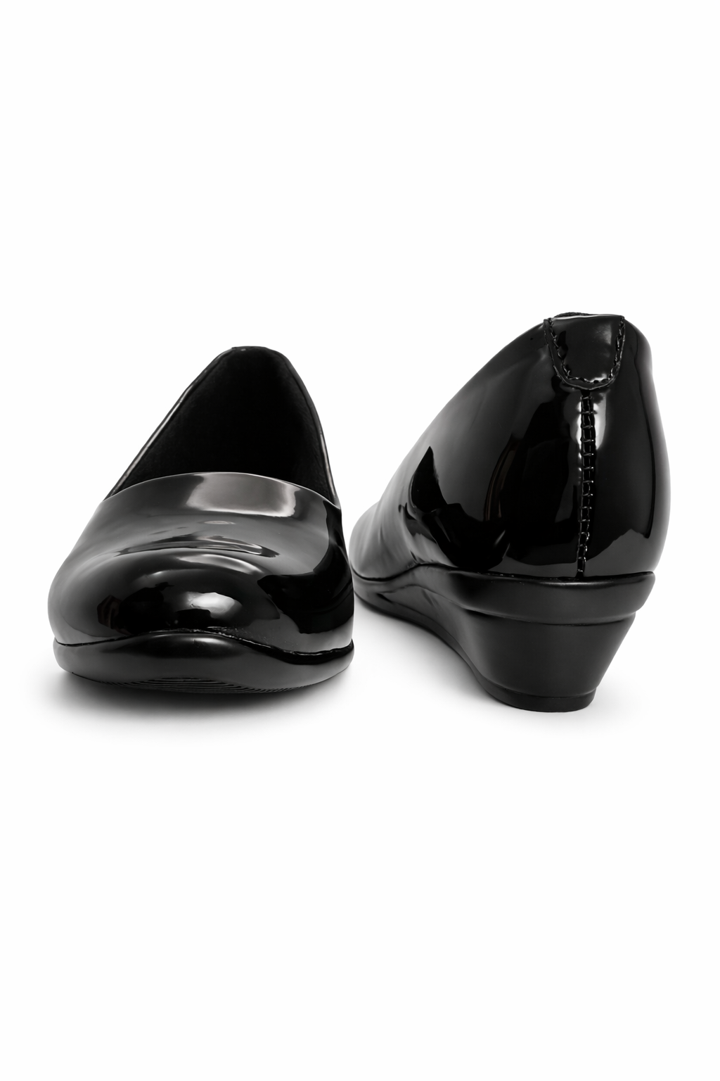 LaVida Black Wedge Heel Round Toe Office Wear Shoes for Women with comfortable cushioned insole and low wedge heel for all-day work comfort