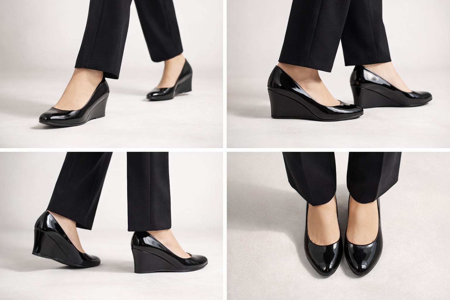 LaVida Black Wedge Heel Round Toe Office Wear Shoes for Women with comfortable cushioned insole and low wedge heel for all-day work comfort
