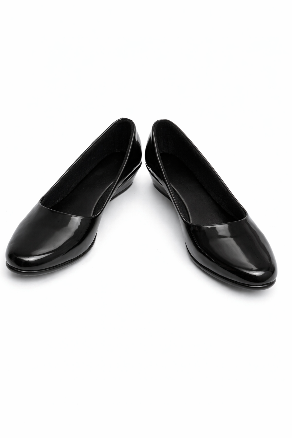 LaVida Black Wedge Heel Round Toe Office Wear Shoes for Women with comfortable cushioned insole and low wedge heel for all-day work comfort