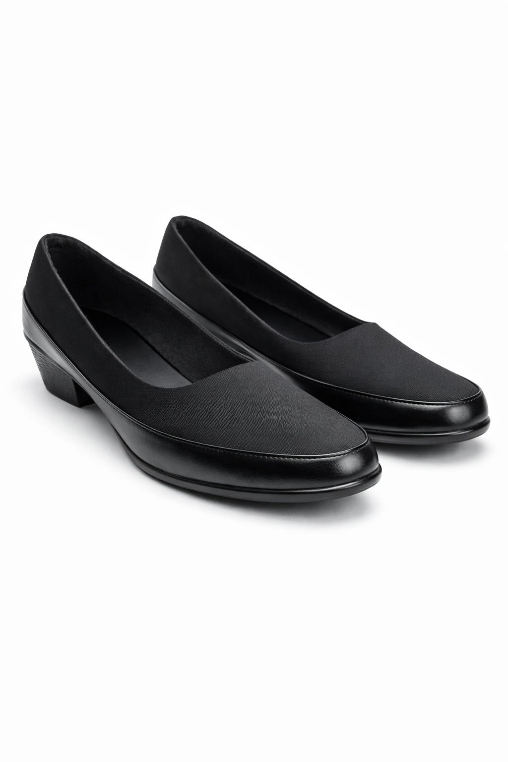 LaVida Black Wedge Heel Square Toe Office Pumps for Women – Comfortable 1.5 Inch Heel Formal Work Shoes