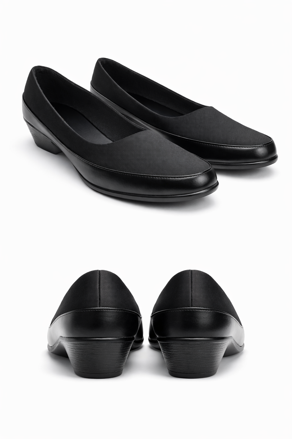 LaVida Black Wedge Heel Square Toe Office Pumps for Women – Comfortable 1.5 Inch Heel Formal Work Shoes