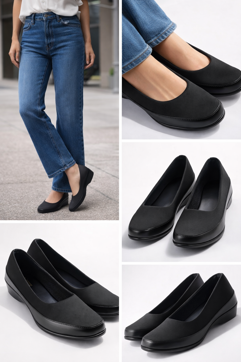 LaVida Black Wedge Heel Square Toe Office Pumps for Women – Comfortable 1.5 Inch Heel Formal Work Shoes