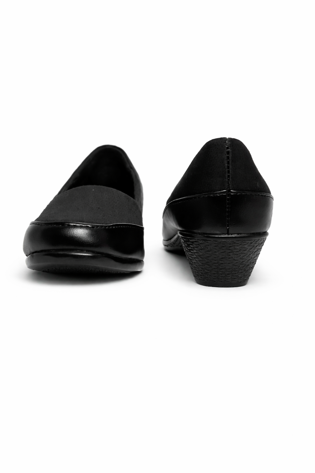 LaVida Black Wedge Heel Square Toe Office Pumps for Women – Comfortable 1.5 Inch Heel Formal Work Shoes