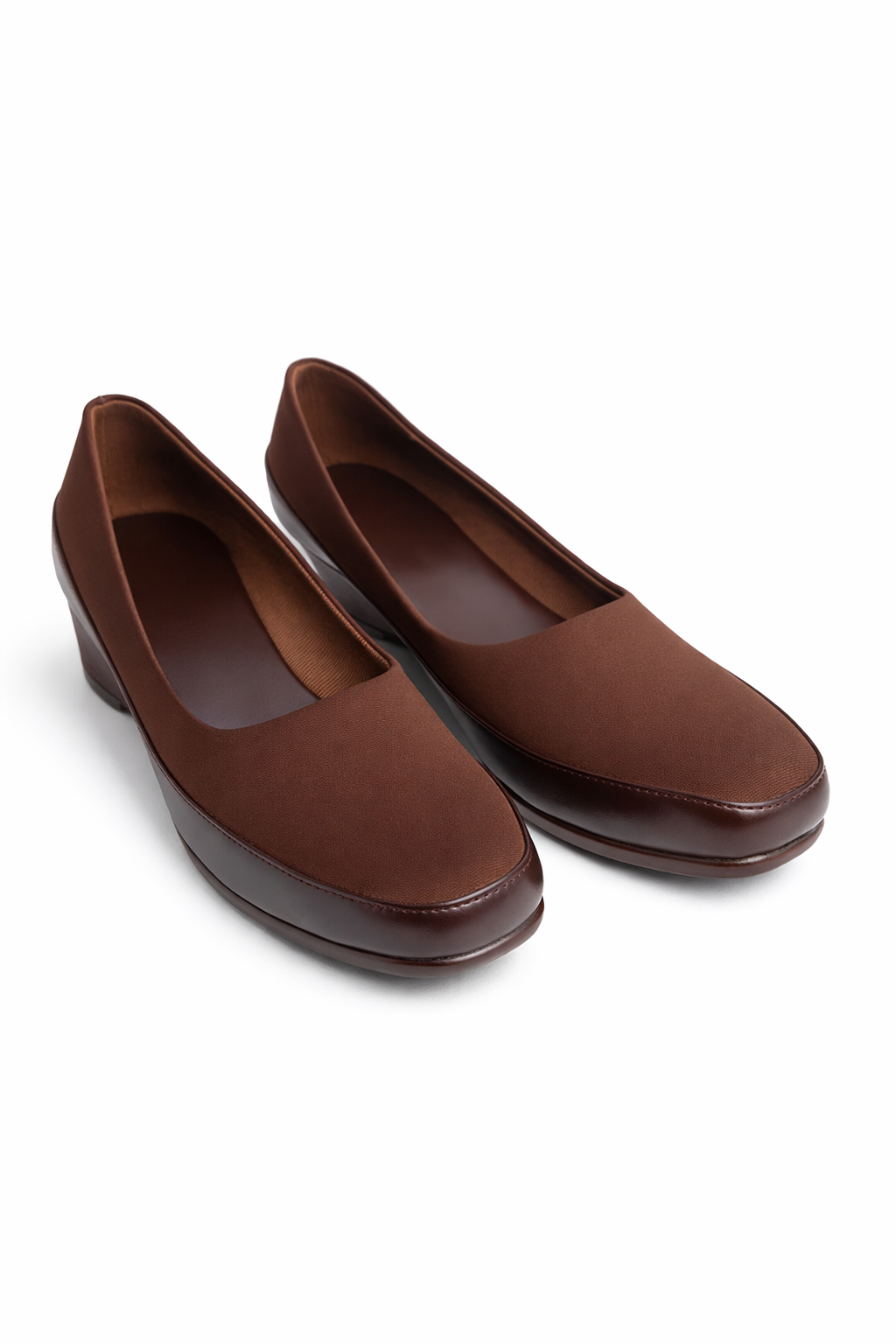 LaVida Brown Wedge Heel Square Toe Office Pumps for Women – Comfortable Work and Business Casual Shoes