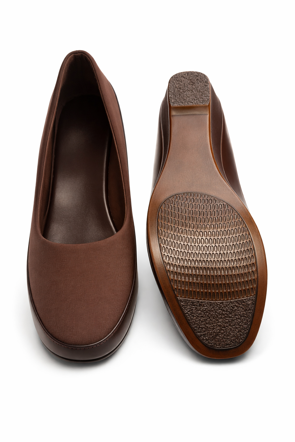 LaVida Brown Wedge Heel Square Toe Office Pumps for Women – Comfortable Work and Business Casual Shoes