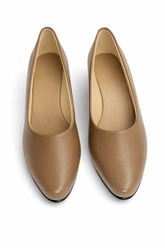 LaVida women’s chiku beige formal block heel pumps for office wear with comfortable fit