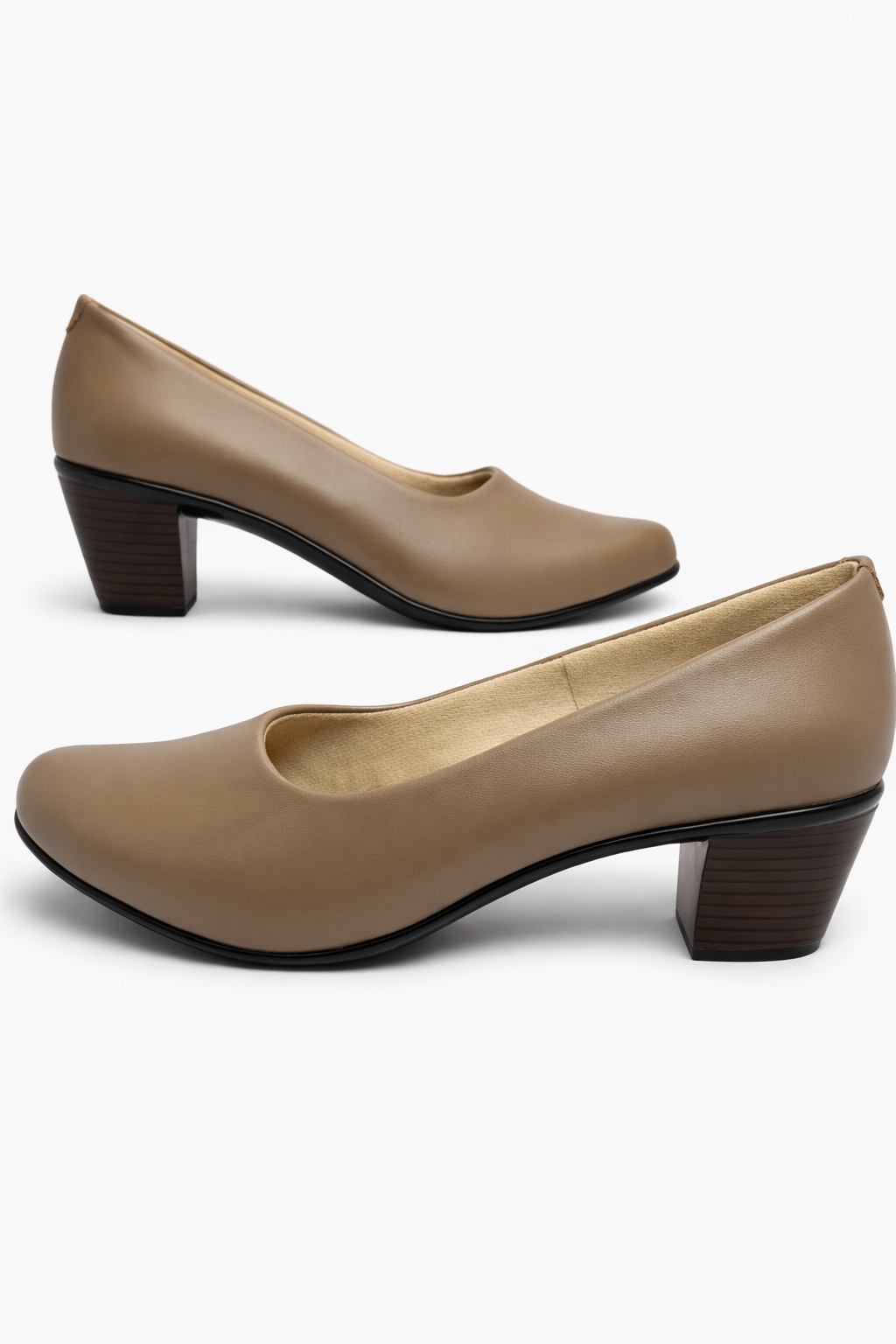 LaVida women’s chiku beige formal block heel pumps for office wear with comfortable fit