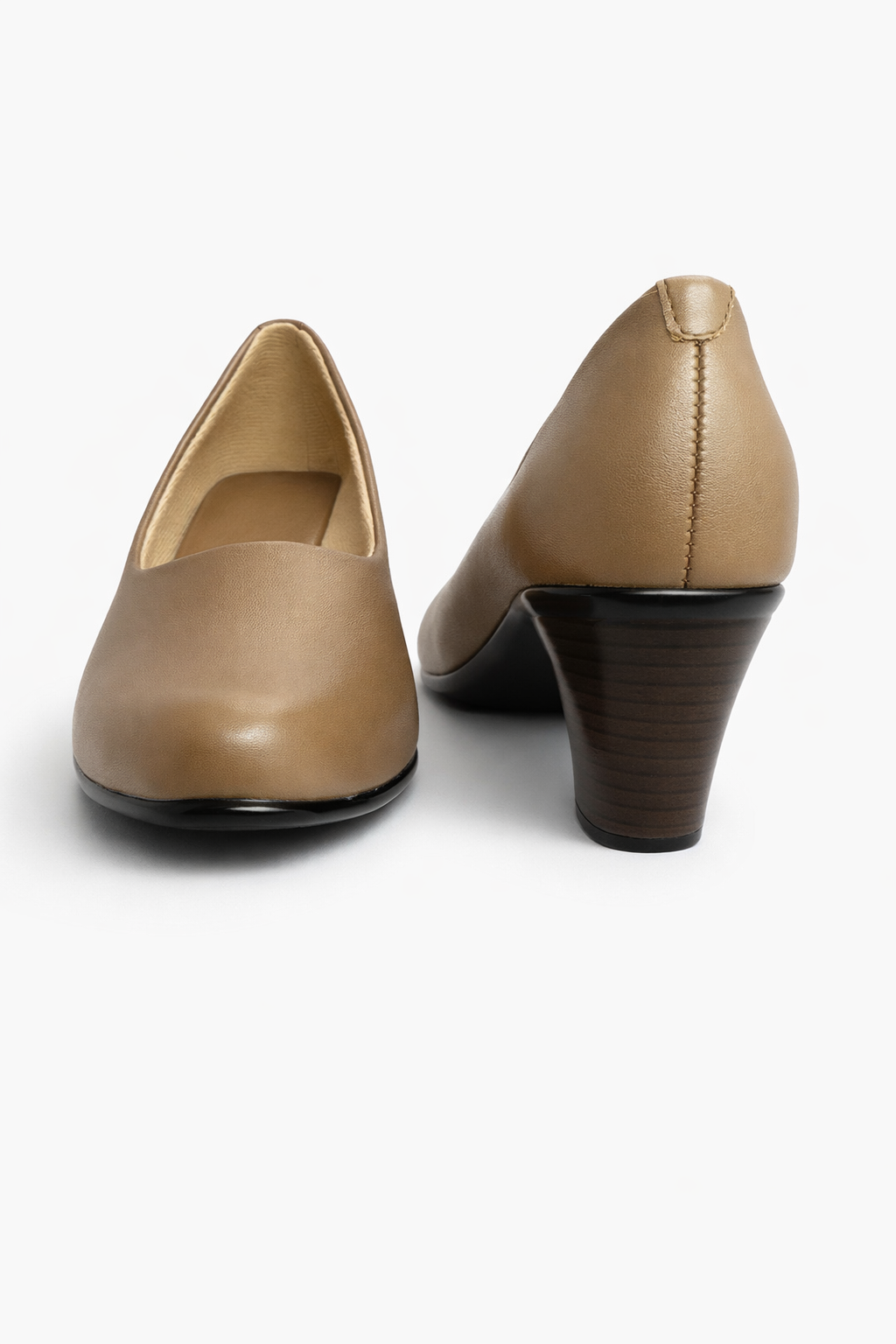 LaVida women’s chiku beige formal block heel pumps for office wear with comfortable fit