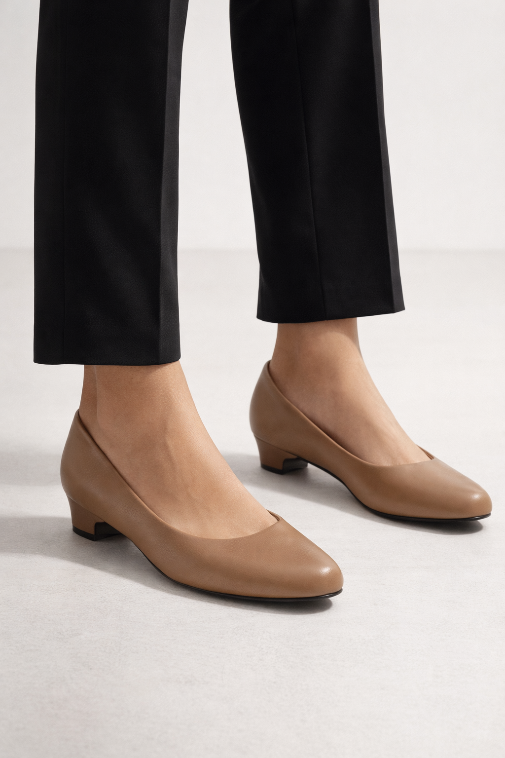 LaVida women’s chiku beige formal block heel pumps for office wear with comfortable fit