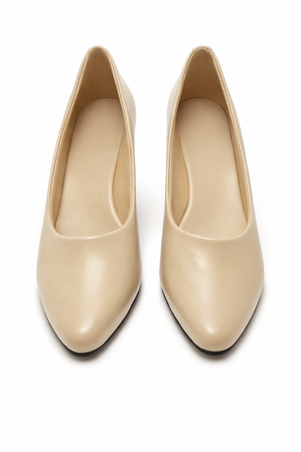 LaVida Cream Block Heel Closed Toe Office Heels Pumps for Women with 2 inch stable heel and formal design