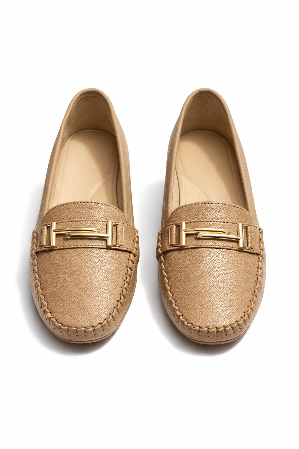 LaVida Cream Horsebit Formal Slip-On Loafers for Women – Comfortable Moc Toe Office Wear Shoes