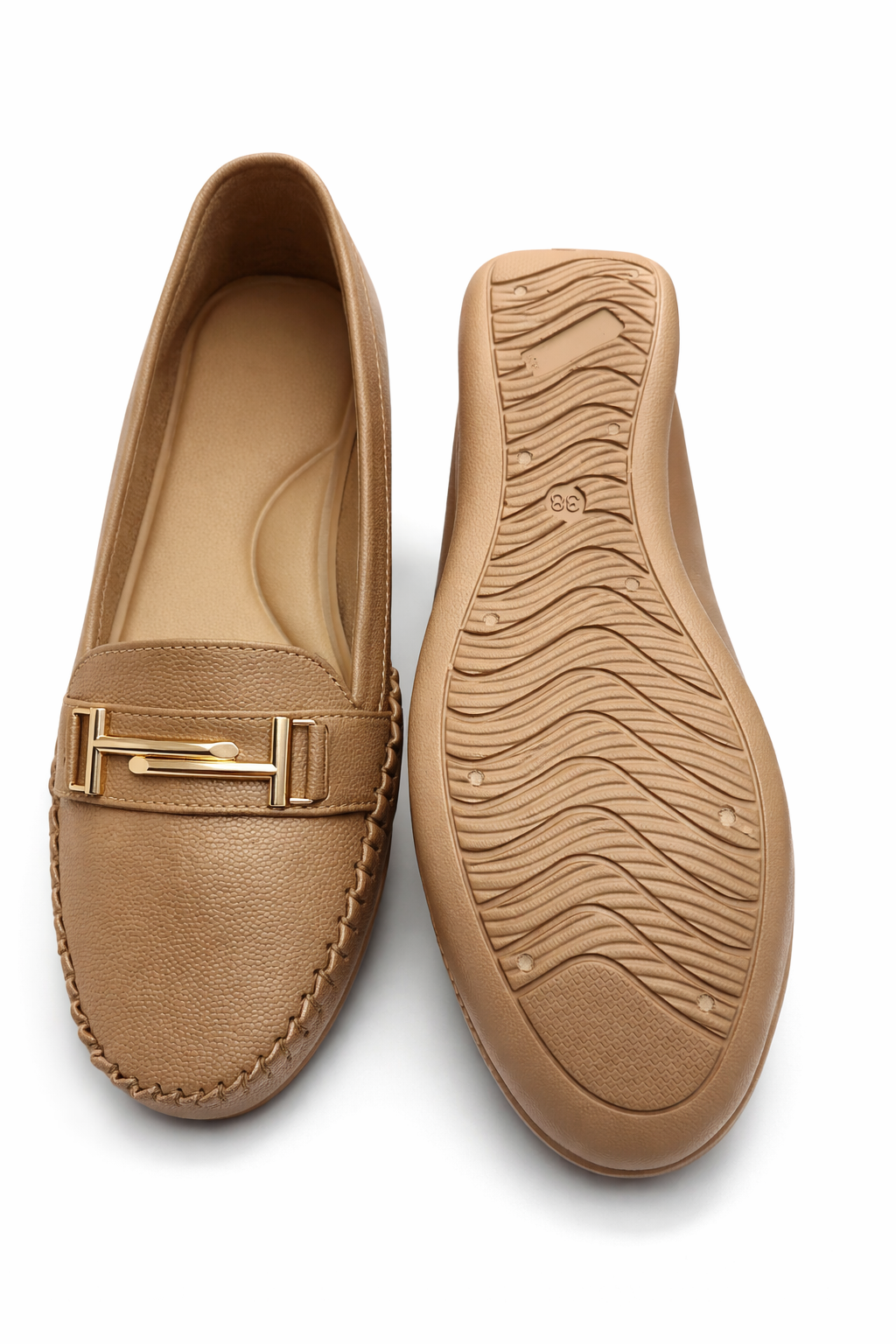 LaVida Cream Horsebit Formal Slip-On Loafers for Women – Comfortable Moc Toe Office Wear Shoes