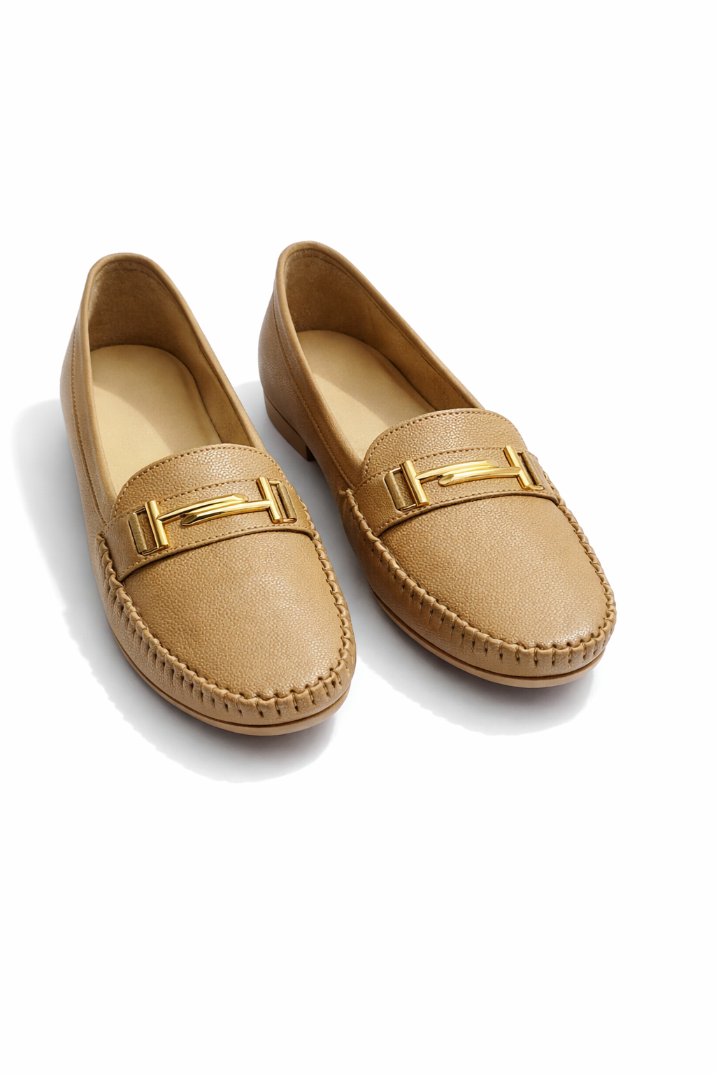 LaVida Cream Horsebit Formal Slip-On Loafers for Women – Comfortable Moc Toe Office Wear Shoes