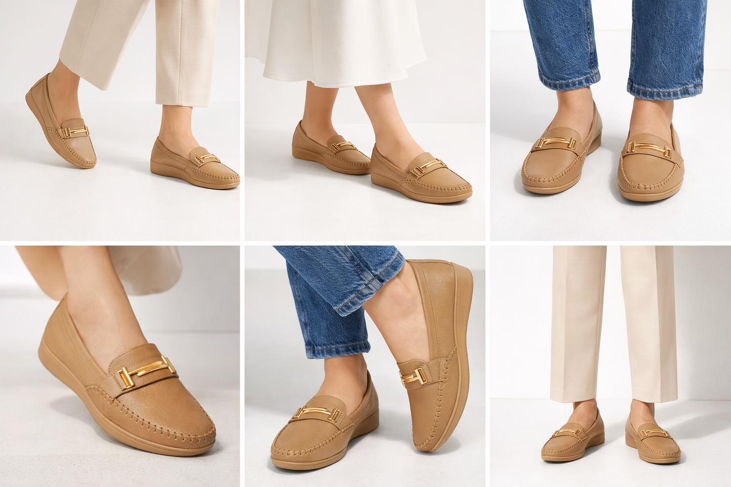 LaVida Cream Horsebit Formal Slip-On Loafers for Women – Comfortable Moc Toe Office Wear Shoes