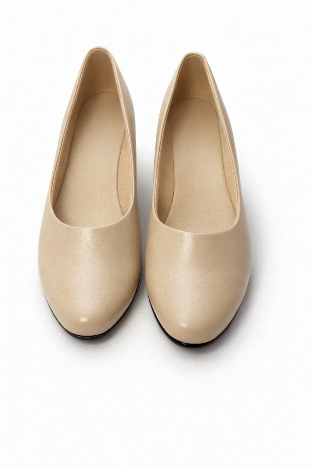 LaVida Cream Wedge Heel Round Toe Formal Pumps for Women – Comfortable Office Wear Slip-On Shoes