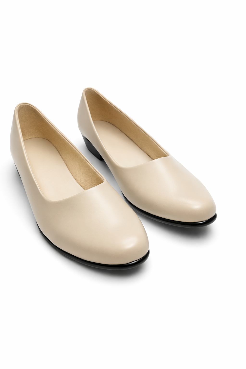 LaVida Cream Wedge Heel Round Toe Formal Pumps for Women – Comfortable Office Wear Slip-On Shoes