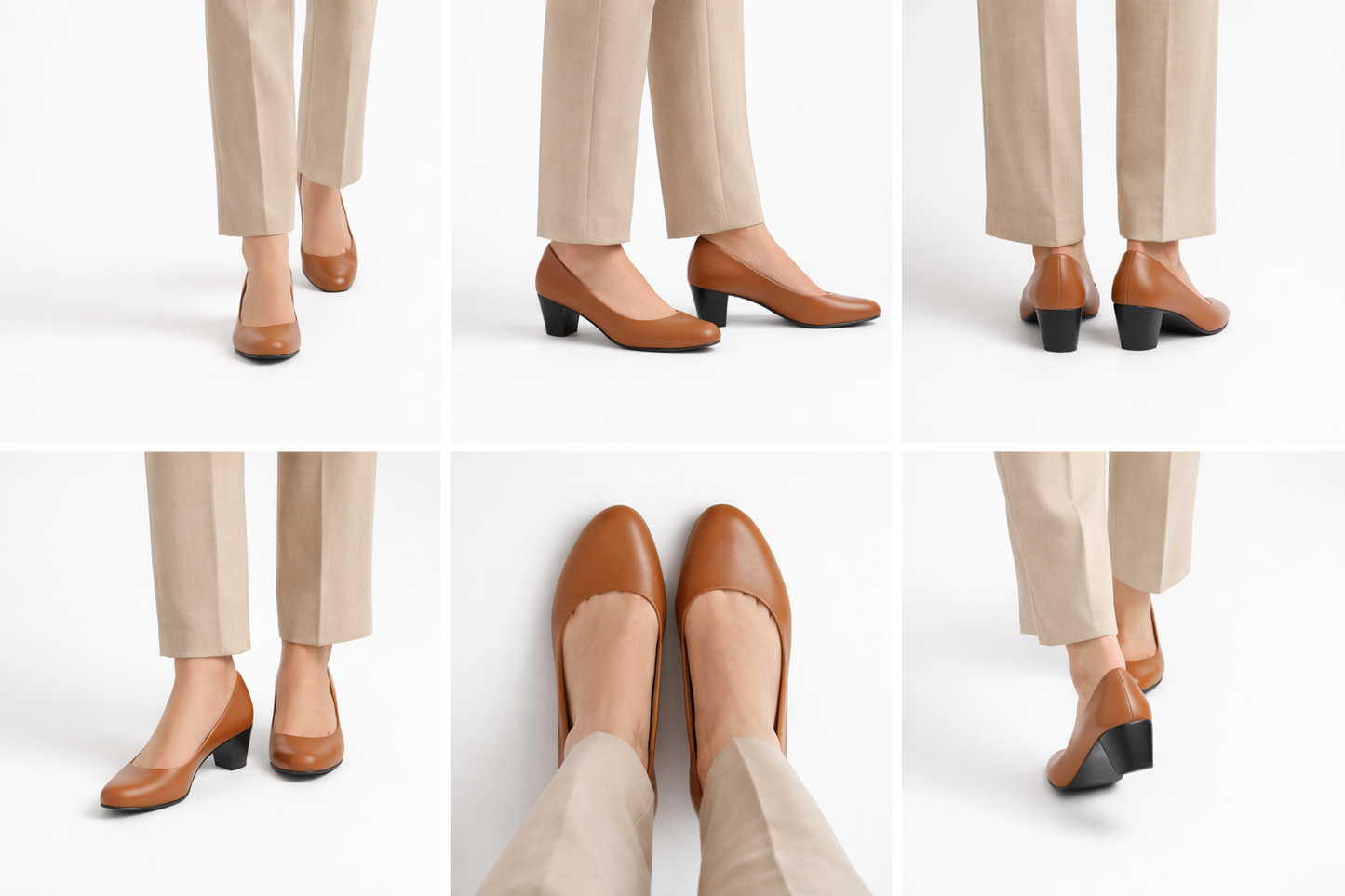 LaVida Tan Block Heel Closed Toe Office Heels Pumps for Women with 2 inch stable heel and formal design