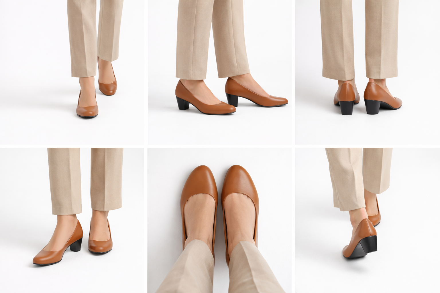 LaVida Tan Block Heel Closed Toe Office Heels Pumps for Women with 2 inch stable heel and formal design