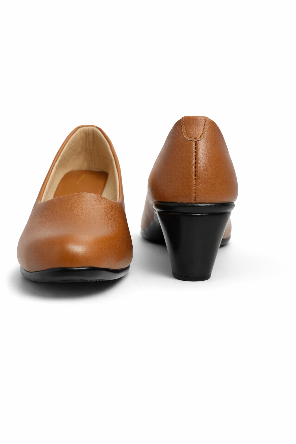 LaVida Tan Block Heel Closed Toe Office Heels Pumps for Women with 2 inch stable heel and formal design