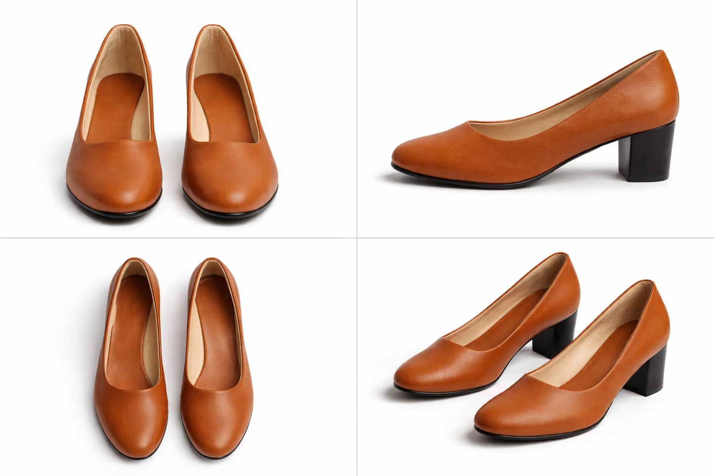 LaVida Tan Block Heel Closed Toe Office Heels Pumps for Women with 2 inch stable heel and formal design
