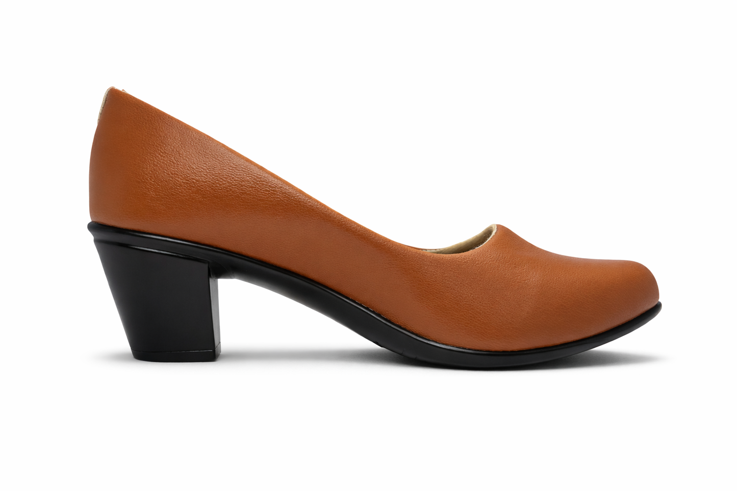 LaVida Tan Block Heel Closed Toe Office Heels Pumps for Women with 2 inch stable heel and formal design