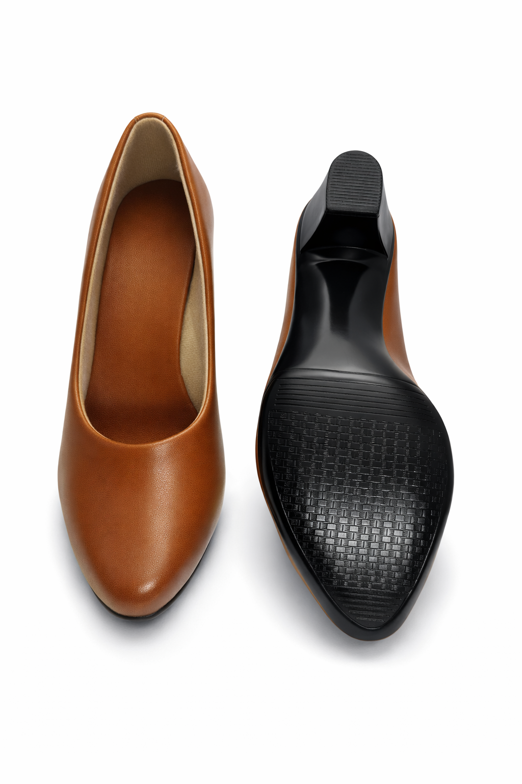 LaVida Tan Block Heel Closed Toe Office Heels Pumps for Women with 2 inch stable heel and formal design