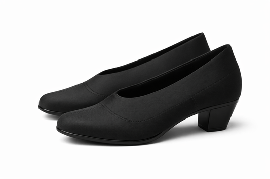 Women’s black Block Heel Pumps with low heel – comfortable formal office shoes for daily wear