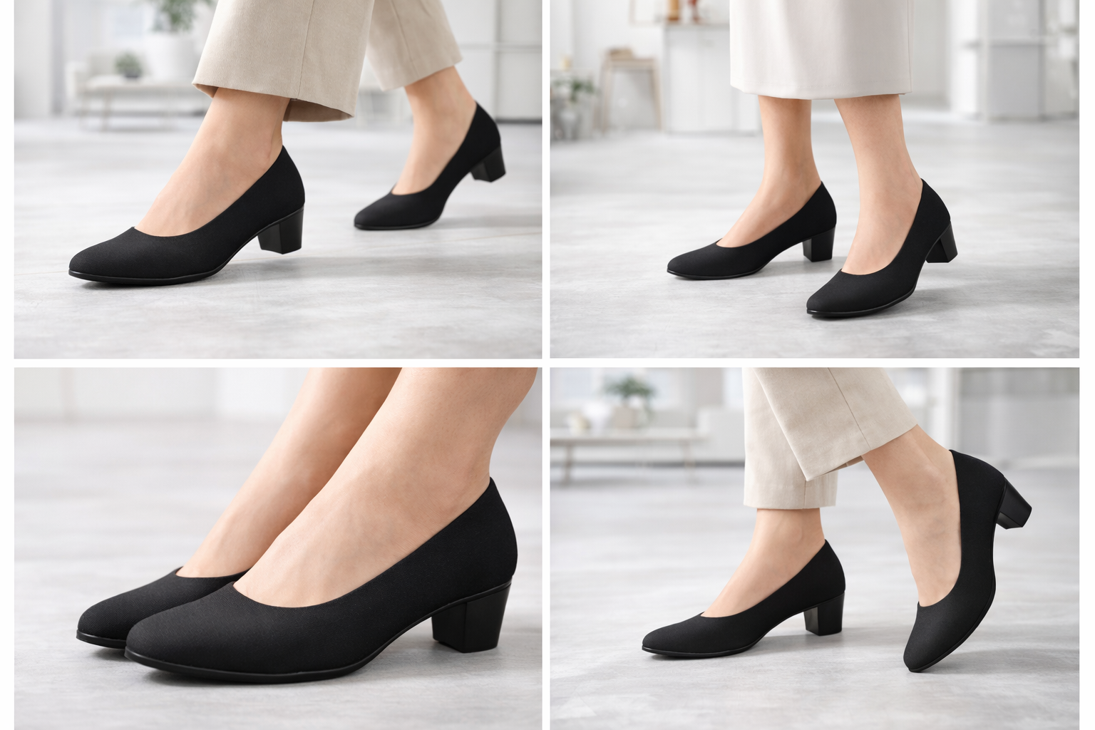 Women’s black Block Heel Pumps with low heel – comfortable formal office shoes for daily wear
